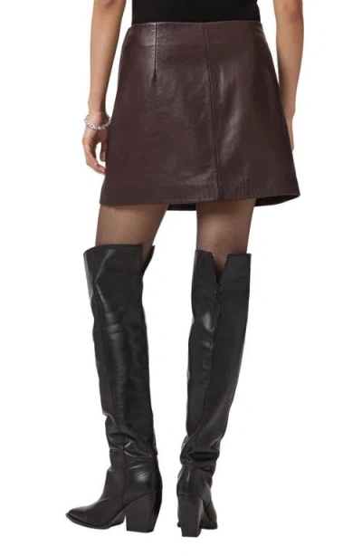 Allsaints Womens Oxblood Red Renai Slim-fit Mid-rise Leather Mini Skirt In Burgundy