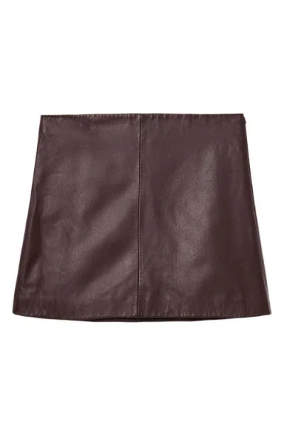 Allsaints Womens Oxblood Red Renai Slim-fit Mid-rise Leather Mini Skirt In Burgundy