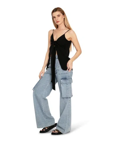 Belle & Bloom First Class Reversible Tie Top In Black