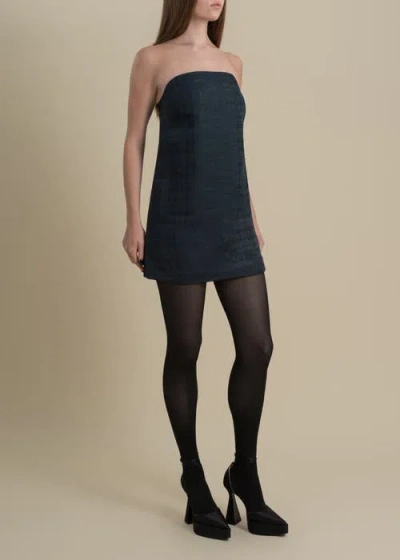 Contessa Mills Sophia Plaid Japanese Jacquard Mini Dress In Black