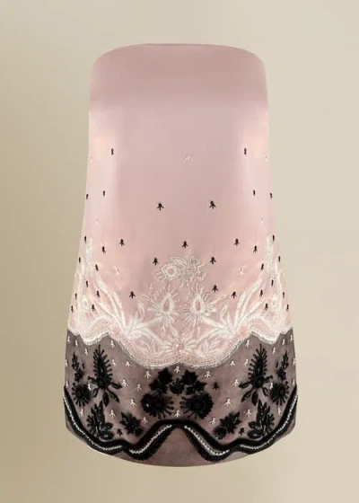 Contessa Mills Embellished Sofia Loose-fit Satin Mini Dress In Black