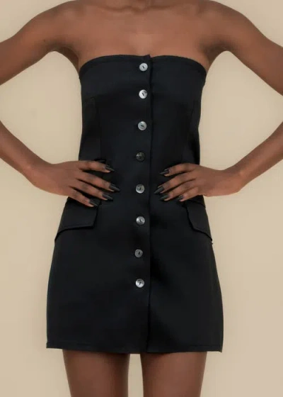 Contessa Mills Craft Strapless Butterfly Jacquard Dress In Black