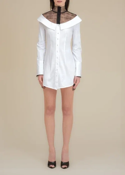 Contessa Mills Empress Oversized Lace-trim Cotton Poplin Shirt Dress In White