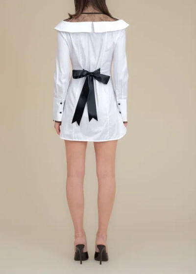 Contessa Mills Empress Oversized Lace-trim Cotton Poplin Shirt Dress In White