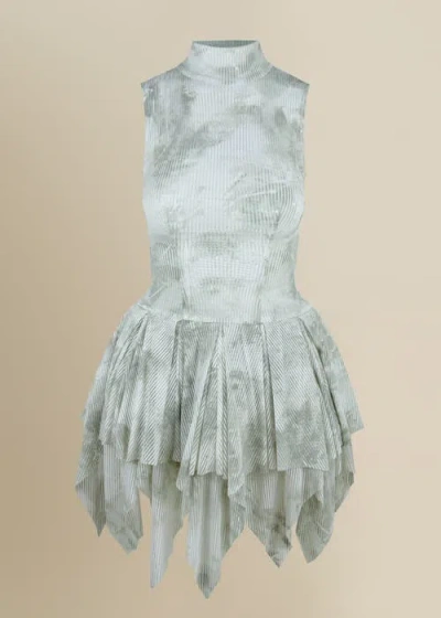 Contessa Mills Bella Printed Piquet Tulle Dress In Green