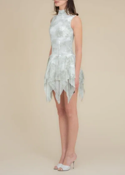 Contessa Mills Bella Printed Piquet Tulle Dress In Green