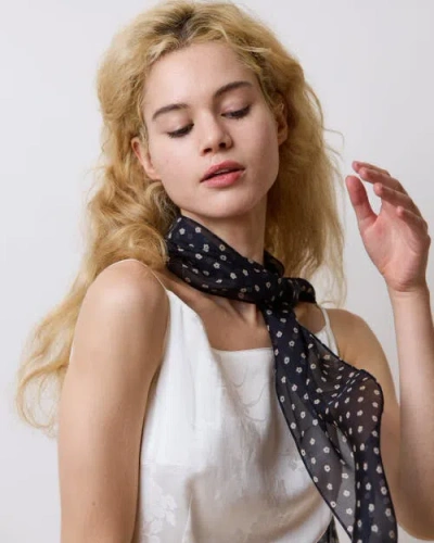 Lost Pattern Nyc "petal Veil" Silk Chiffon Neck Scarf In Black