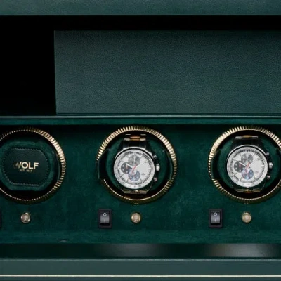 Wolf The Den 4 Piece Watch Winder Safe In Green