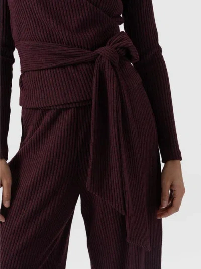 Saint + Sofia Victory Rib Wide Leg Pant In Burgundy