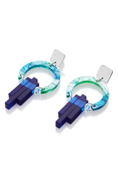 Toolally Petite Art Deco Chandeliers In Blue