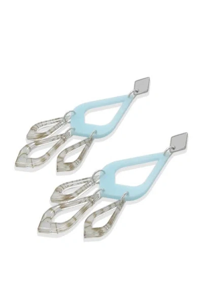 Toolally Feather Drop Earrings In Blue