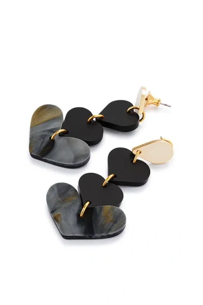Toolally Heart Drop Earrings In Black