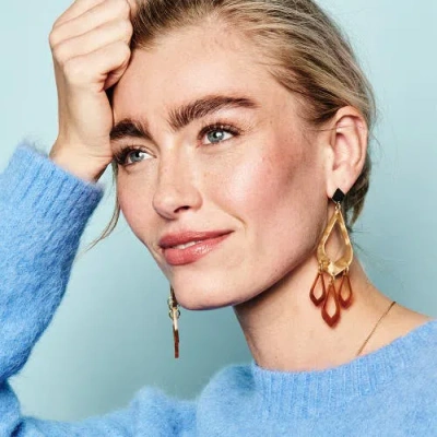 Toolally Feather Drop Earrings In Multi