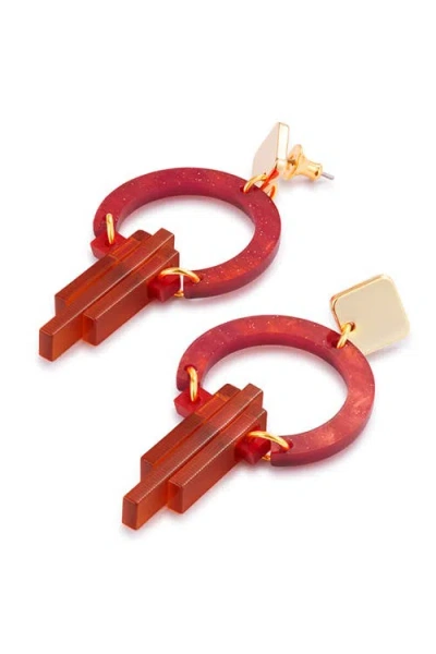 Toolally Petite Art Deco Chandeliers In Red