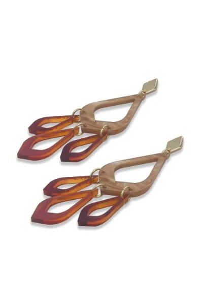 Toolally Feather Drop Earrings In Multi