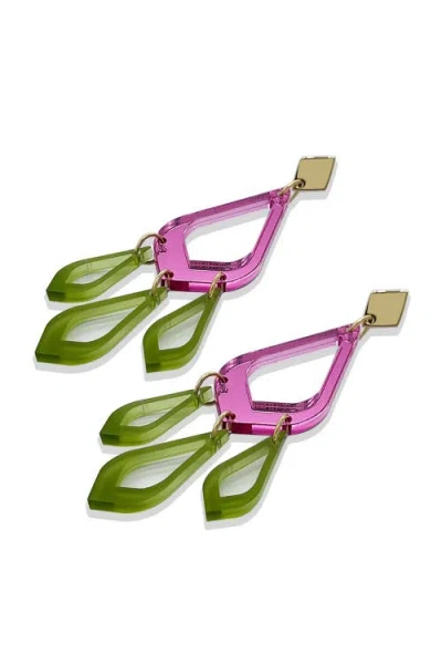 Toolally Feather Drop Earrings In Multi