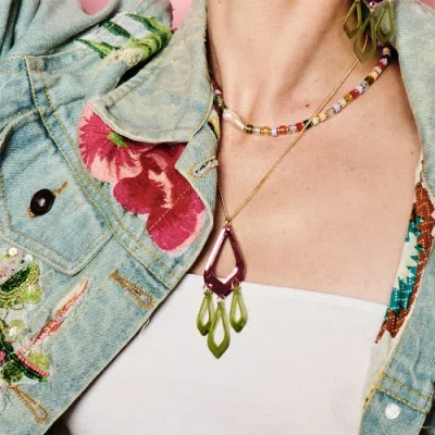 Toolally Feather Drop Pendant In Multi