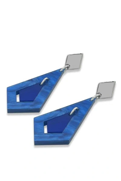 Toolally Art Deco Diamond Earrings In Blue