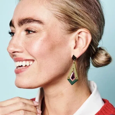 Toolally Art Deco Diamond Drops In Green