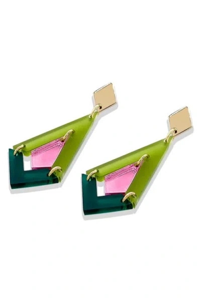 Toolally Art Deco Diamond Drops In Green
