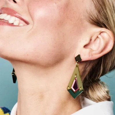 Toolally Art Deco Diamond Drops In Green