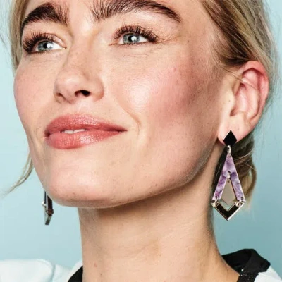 Toolally Art Deco Diamond Drops In Purple