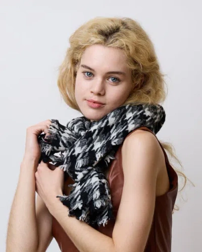 Lost Pattern Nyc "houndstooth" Cashmere Scarf In Multi