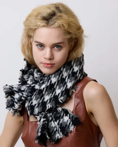 Lost Pattern Nyc "houndstooth" Cashmere Scarf In Multi