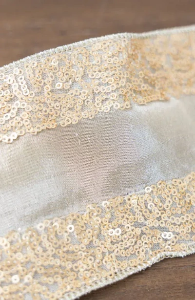 Balsam Hill Champagne Sequined Ribbon In Metallic