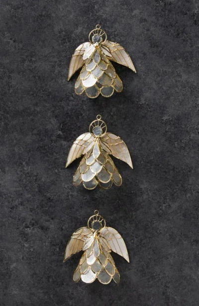 Balsam Hill Angel Capiz Ornament Set In Gold