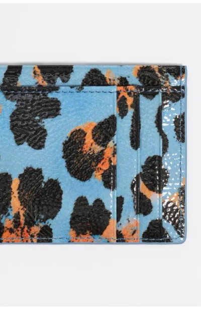Bimba Y Lola Textured Shiny Leopard Print Card Holder In Blue