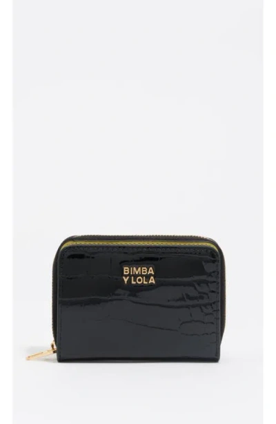 Bimba Y Lola Crocodile-effect Zip-around Wallet In Black
