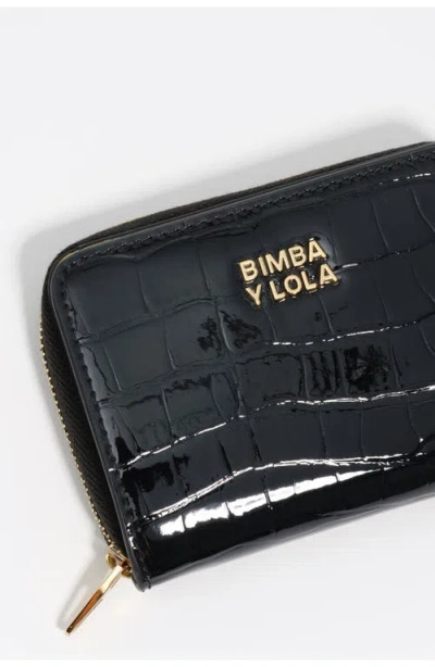 Bimba Y Lola Crocodile-effect Zip-around Wallet In Black