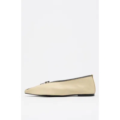 Bimba Y Lola Leather Zip Ballerina In Neutral