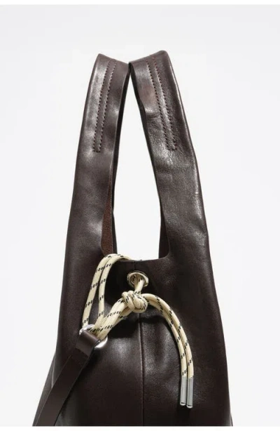 Bimba Y Lola Large Leather Paper Bag In Brown