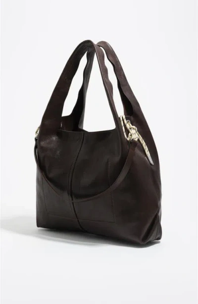 Bimba Y Lola Large Leather Paper Bag In Brown