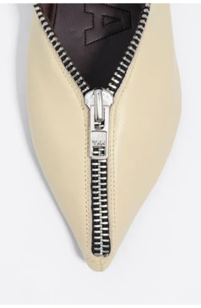 Bimba Y Lola Leather Zip Ballerina In Neutral