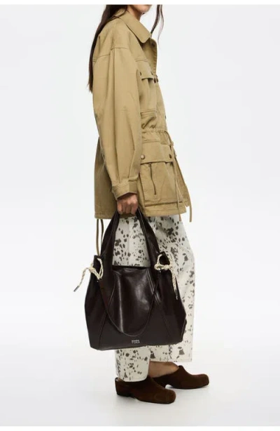 Bimba Y Lola Large Leather Paper Bag In Brown