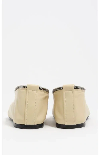 Bimba Y Lola Leather Zip Ballerina In Neutral