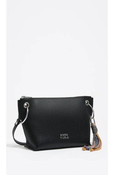 Bimba Y Lola Medium Trapezium Leather Crossbody Bag In Black