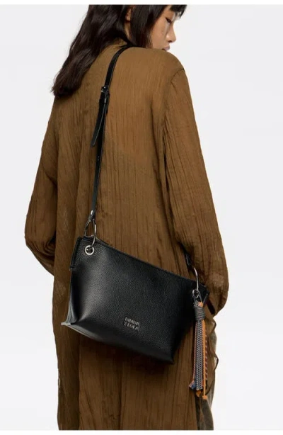 Bimba Y Lola Medium Trapezium Leather Crossbody Bag In Black