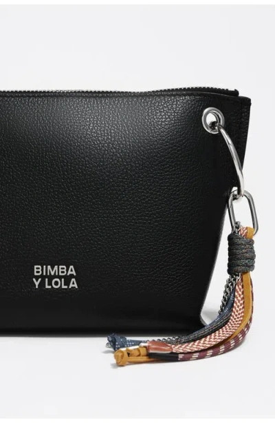 Bimba Y Lola Medium Trapezium Leather Crossbody Bag In Black