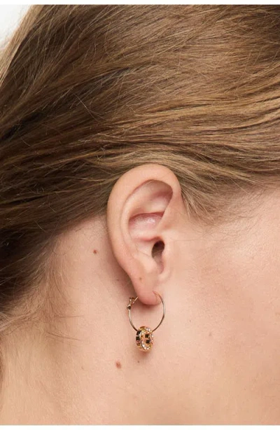 Bimba Y Lola Crystal Logo Hoop Earrings In Gold