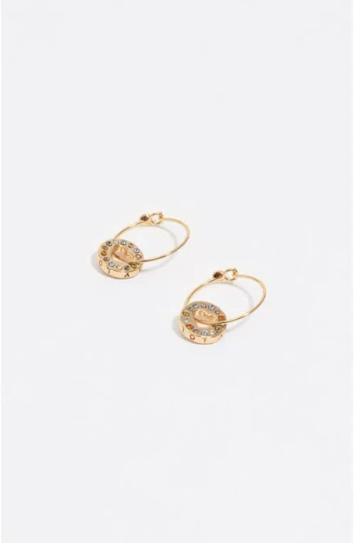 Bimba Y Lola Crystal Logo Hoop Earrings In Gold