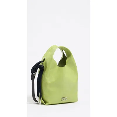 Bimba Y Lola Leather Mini Paper Bag In Green