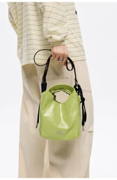 Bimba Y Lola Leather Mini Paper Bag In Green