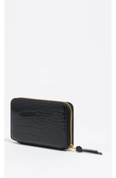 Bimba Y Lola Crocodile-effect Zip-around Wallet In Black