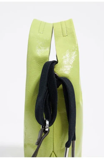 Bimba Y Lola Leather Mini Paper Bag In Green