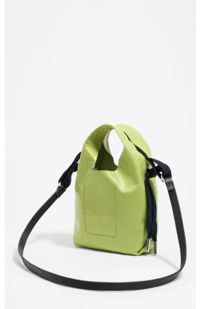 Bimba Y Lola Leather Mini Paper Bag In Green