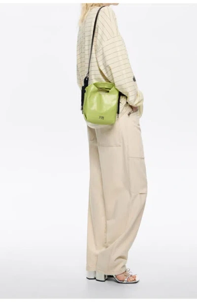 Bimba Y Lola Leather Mini Paper Bag In Green